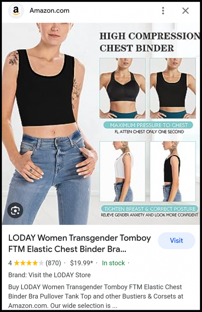LODAY Women Transgender Tomboy FTM Elastic Chest Binder Bra