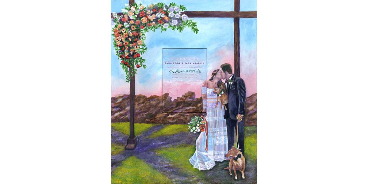 Painting on Framed Wedding Invitation